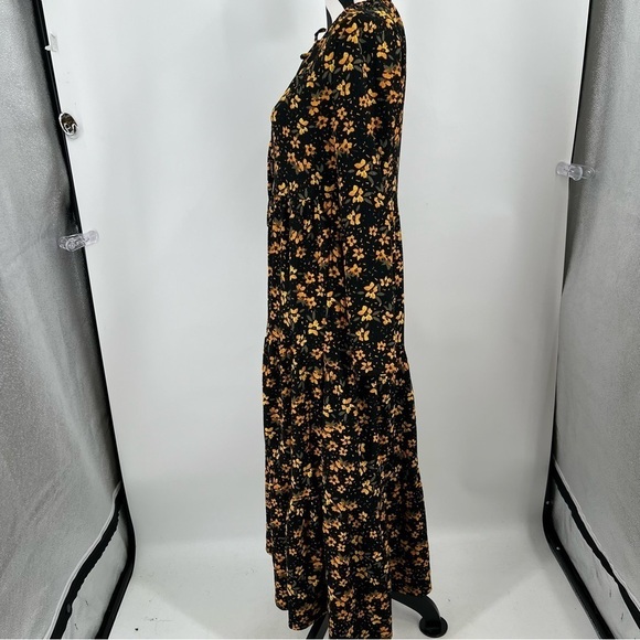 Free People Tiers Of Joy Floral Black and Yellow Dress Size L - Picture 8 of 9